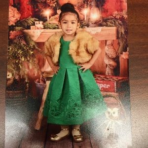 Emerald green and brown fur faux coat